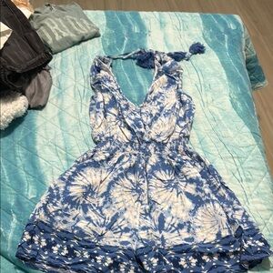 BeBop Blue and White Tie-Dye Romper